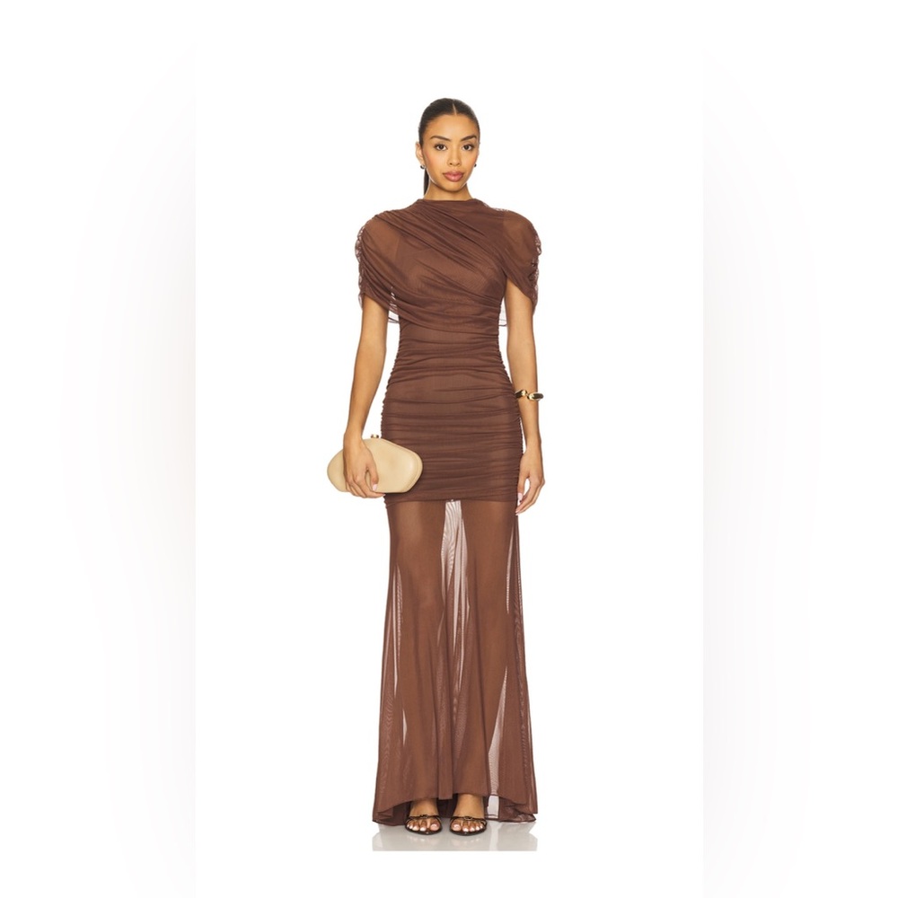 Evianna Mesh Gown - Amanda Uprichard X Revolve (Chocolate Brown, Only Worn Once)